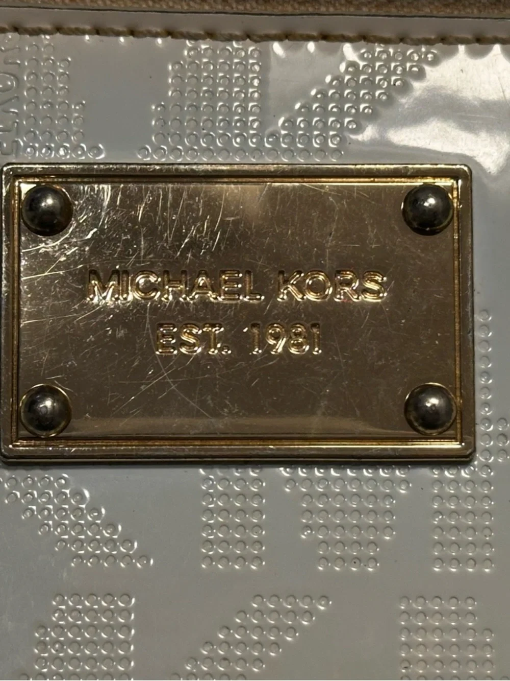 Michael Kors Cream Saffiano Leather Satchel with Gold Hardware - Picture 11 of 13